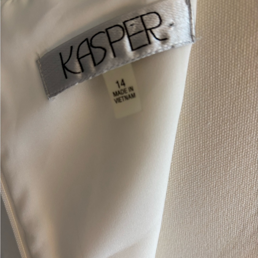 Kasper white Jacquard Floral sleeveless midi empire dress size 14 - Picture 6 of 6